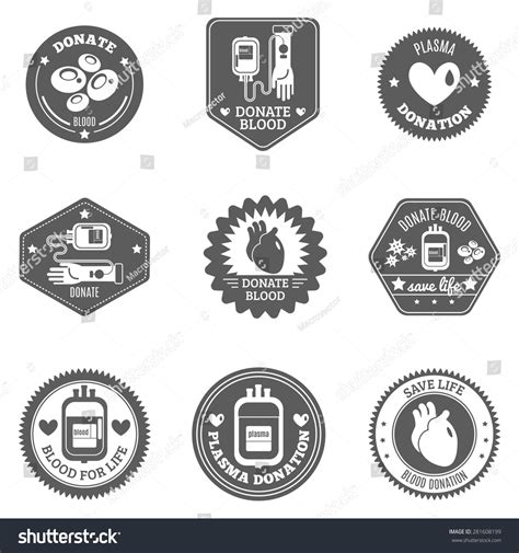 Blood Donor Plasma Donation Transfusion Label Stock Vector (Royalty