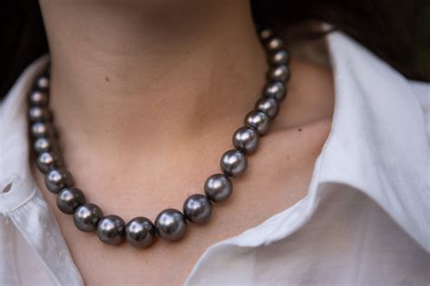Black Tahitian Pearl Necklace High Quality Round Cultured Etsy