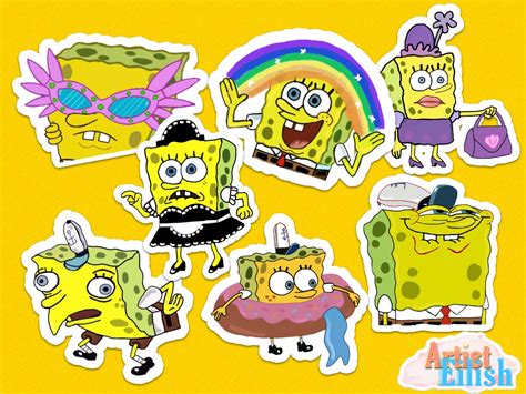 Spongebob Mini Pack Stickers Meme Nostalgic Tv Childhood Etsy