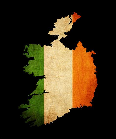 Ireland Grunge Map Outline With Flag Photograph By Matthew Gibson