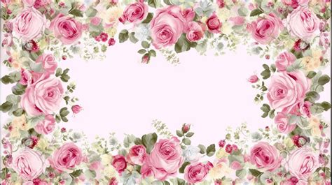 Pink Roses In A Border On A Pink Background Free Printable Picture