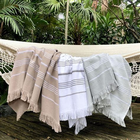 Terry Stripe Turkish Towels Striped Gray Bath Towel White Etsy