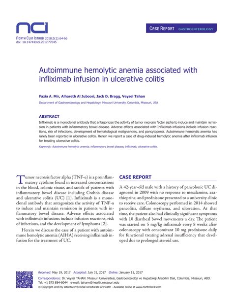 Pdf Autoimmune Hemolytic Anemia Associated With Infliximab Infusion