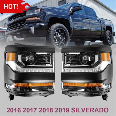 Headlights For 2016 2017 18 19 Chevy Silverado 1500 Hidxenon Projector