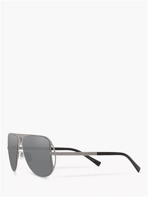 versace ve2212 men s aviator sunglasses silver grey at john lewis and partners