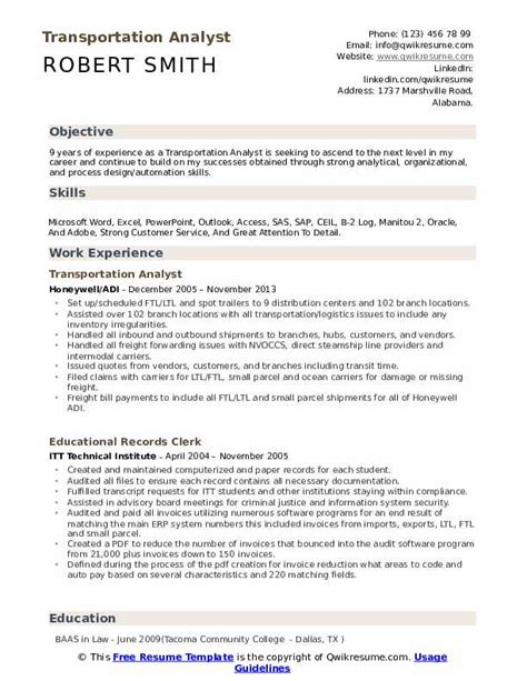 Cystic fibrosis is a prevalent condition that people can be carriers of without knowing. Transportation Analyst Resume Samples | QwikResume