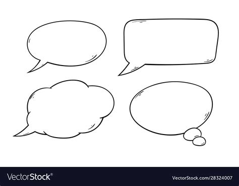 Speech Bubbles Hand Drawn Sketch Royalty Free Vector Image