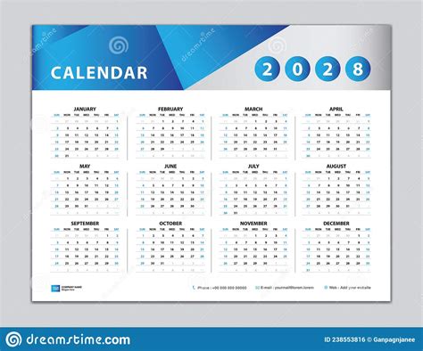 Calendar 2028 Template Desk Calendar 2028 Design Wall Calendar 2028
