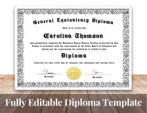 General Equivalency Diploma Customized Ged Diploma Editable Etsy