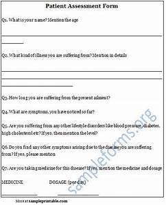 Patient Assessment Form Printable Patient Assessment Form