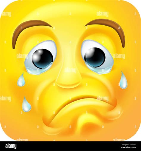 Sad Crying Emoji Emoticon Icon Cartoon Character Stock Vector Image