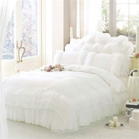 Luxury White Princess Lace Bedding Set Twin Queen King Size Bedding