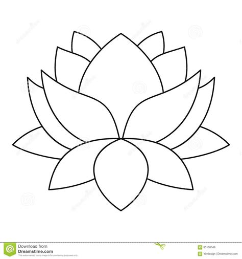 Lotus Flower Outline Drawing Lotus Flower Outline Drawing Lotus Flower Icon, Outline Style ...