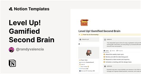 Level Up Gamified Second Brain Notion Template