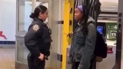 Tpr Nypd Police Woman Pusing Girl Out Of Train Station