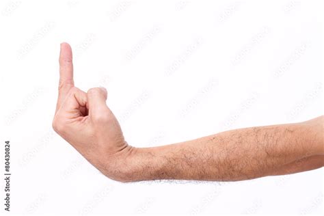 Man S Hand Giving Middle Finger Gesture Hairy Arm Stock Photo Adobe
