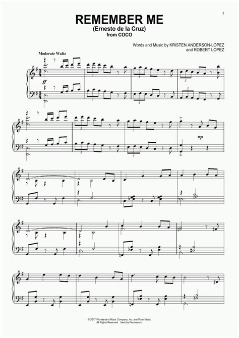 Remember Me Piano Sheet Music Onlinepianist