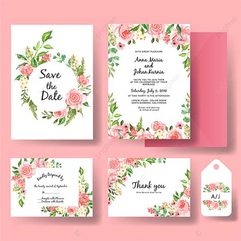Beautiful Rose Pink Watercolor Frame Wedding Invitation Card Template