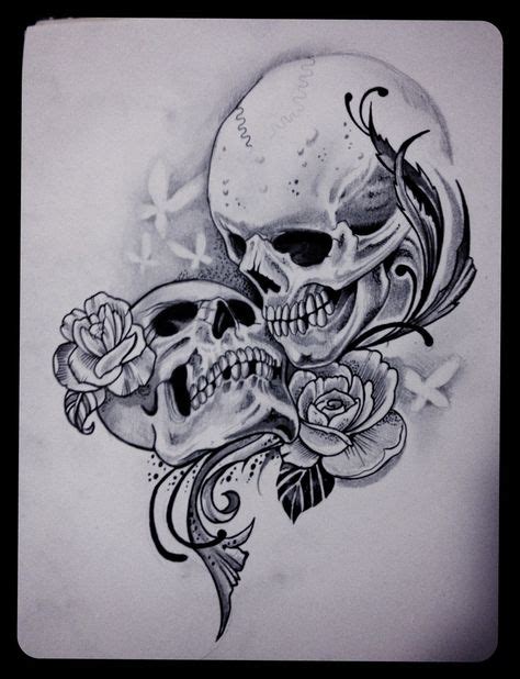 Kissing Skull Tattoo Design Heart