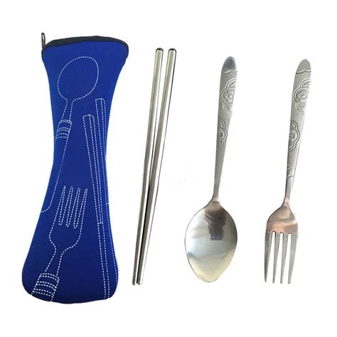 Buy 3 Pcs Fork Travel Stainless Steel Cutlery Portable