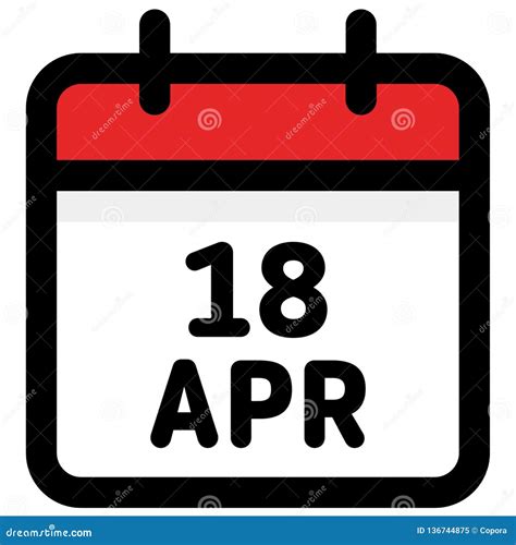 18 April Calendar Icon Vector Illustration Stock Vector