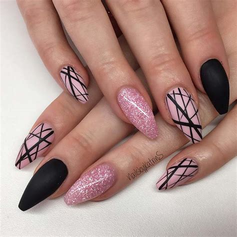 Light Pink And Black Nails