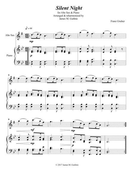 Silent Night For Alto Sax And Piano By Gruber Digital Sheet Music For