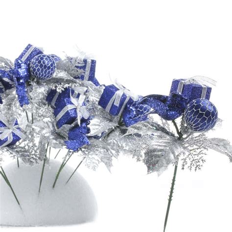 Royal Blue T And Ornament Christmas Floral Picks Picks Sprays