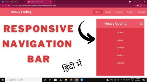 How To Make Responsive Navigation Bar Using Html And Css In Hindi Responsive Navbar In Html Css