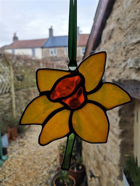 Stained Glass Daffodil Suncatcher Etsy Uk