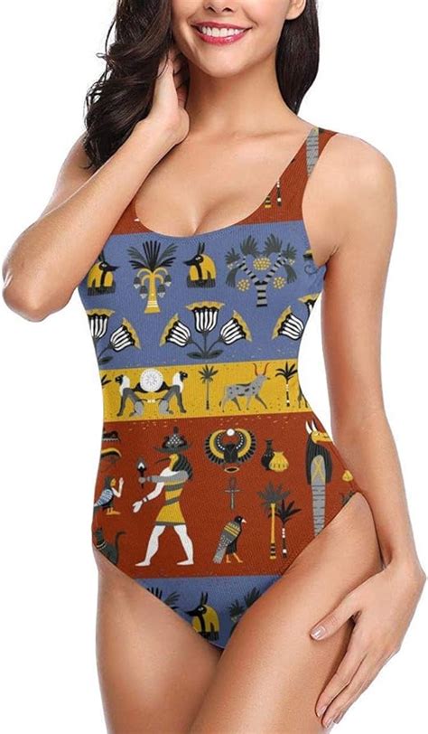 women s classic one piece swimsuit beach swimwear bathing suit ancient egyptian religion pattern
