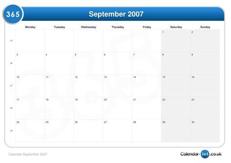 Calendar September 2007
