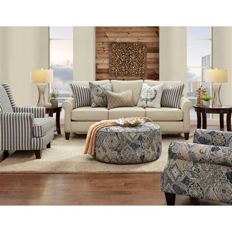 Fusion Furniture 47 00 Farmhouse Style Sofa With Rolled Arms And
