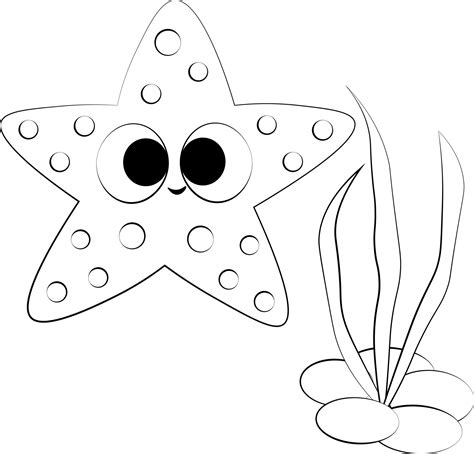 Cute Cartoon Starfish Draw Illustration In Black And White 7654444