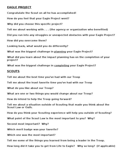 Eagle Scoutmaster Conference Questions Pdf