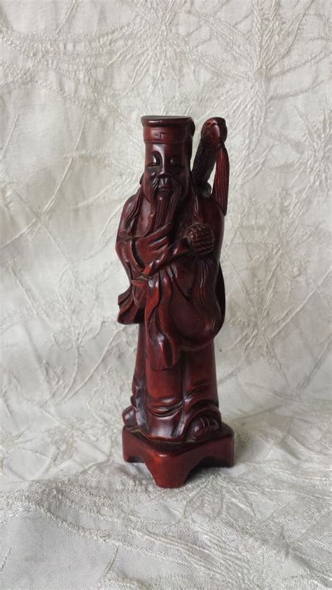 Vintage Chinese Immortal Hand Carved Wood Lu Dong Pin 3rd Immortal