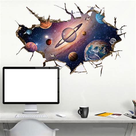 3d Planet Mural Decal Mural Space Wall Decals Butterfly Wall Decals