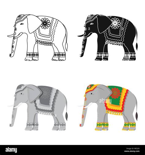 Icono De Elefantes Indios En El Estilo De Dibujos Animados Aislado