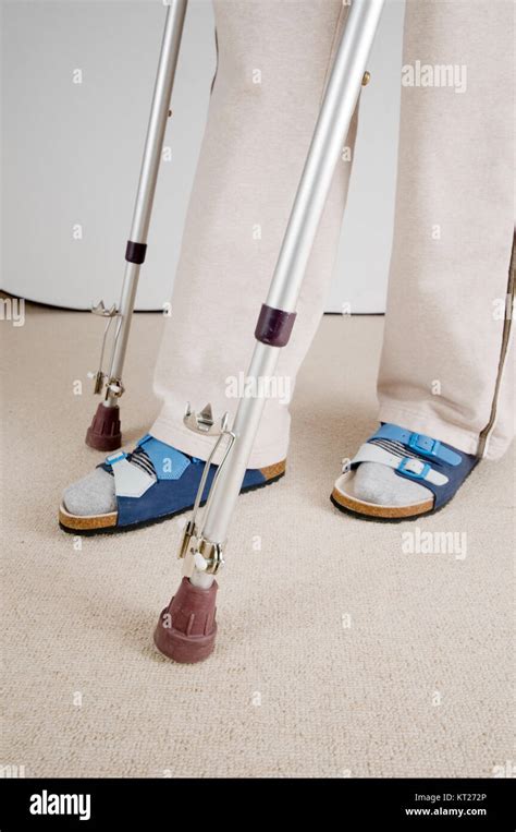 Walk On Crutches Stock Photo Alamy