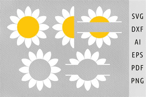 Groovy Flower Half Daisy Svg Daisy Split Graphic By Julia S Digital