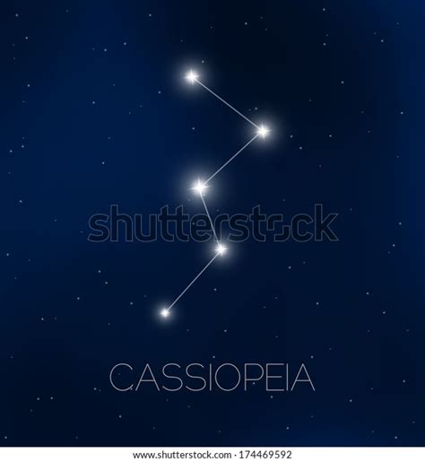 Cassiopeia Constellation Night Sky Immagine Vettoriale Stock Royalty