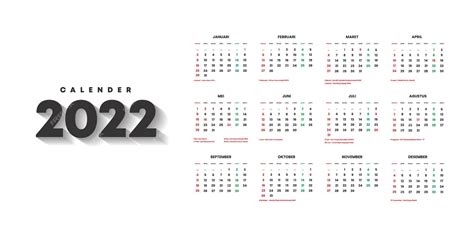 Premium Vector Calendar 2022 Template Indonesian Version