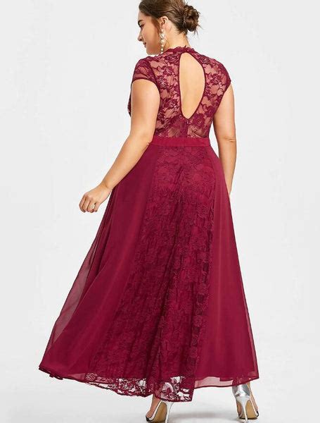 Ankle Length Burgundy Plus Size Mother Of The Bride Lace Dress With Sl Loveangeldress