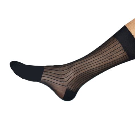 4 6 pairs men s striped black silk stockings and garters office sheer sexy socks ebay