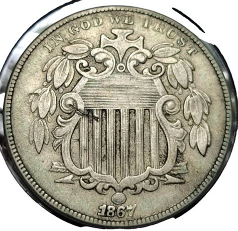 1867 5 Cents Shield Nickel No Rays Philadelphia Mint Ebay