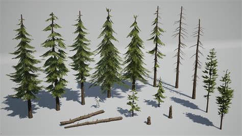 3d Pine Trees High Quality Low Poly Models Ue4 Unity Vray Corona