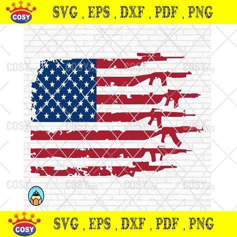 American Flag With Guns Svg Guns Flag Svg Military Flag Svg