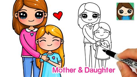 How To Draw A Mother And Daughter ️ Mothers Day Love Youtube