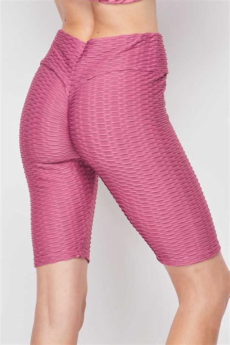 High Waist Luxury Scrunch Butt Lifting Biker Short Mauve Entire Sale