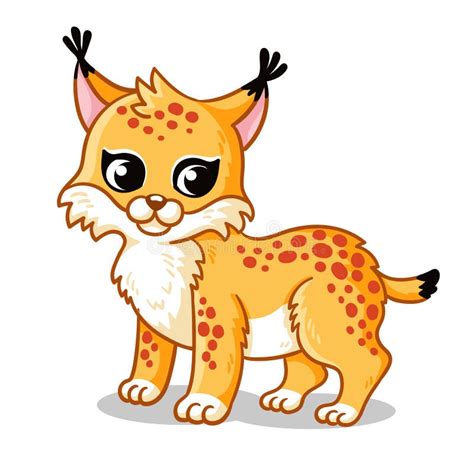 Cute Lynx On A White Background In Cartoon Childish Style Vector